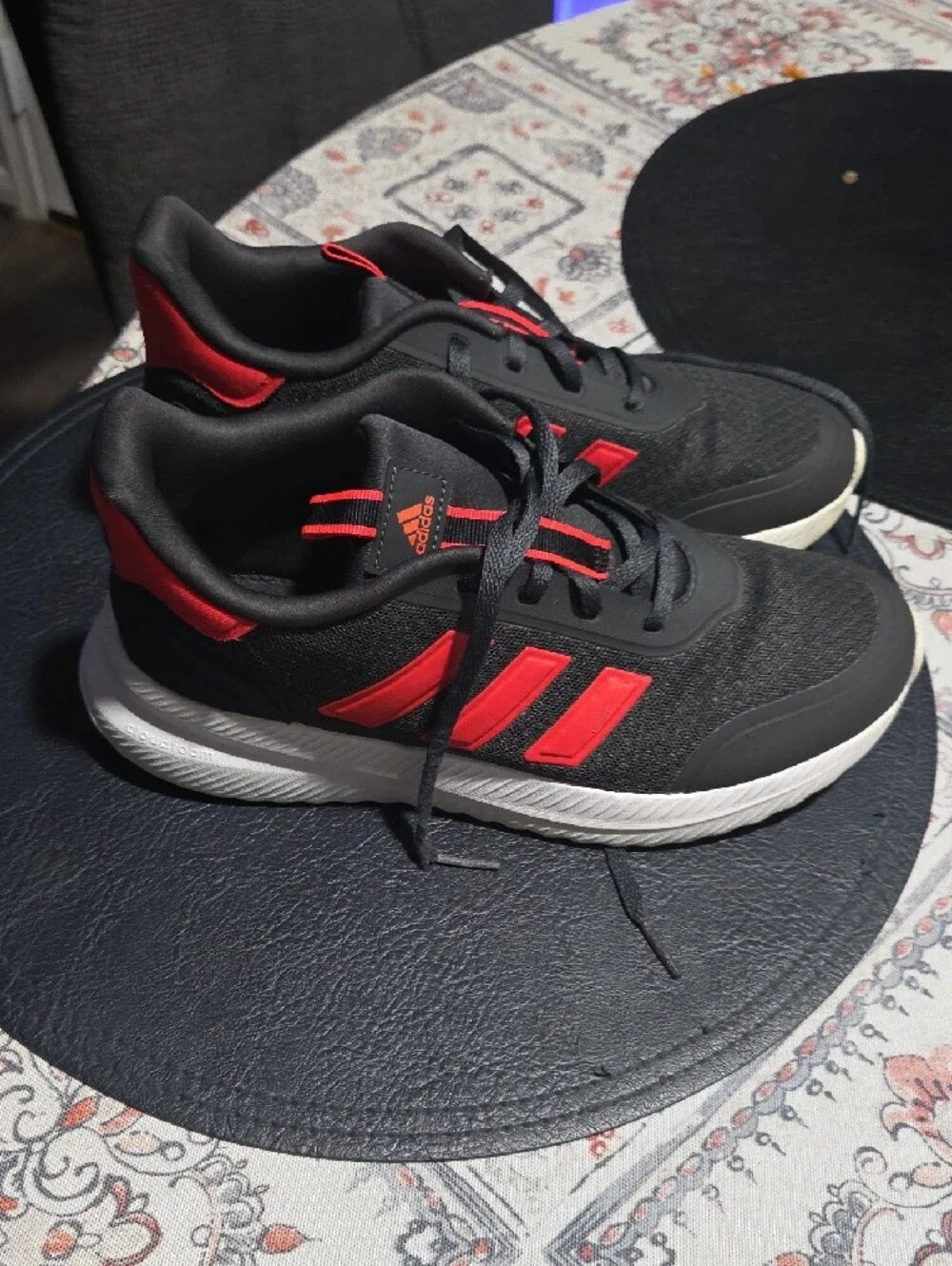 adidas Black Sneakers with Red Accents Boys Size 6Y